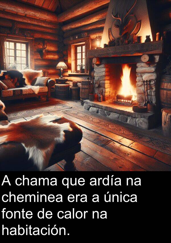 ardía: A chama que ardía na cheminea era a única fonte de calor na habitación.