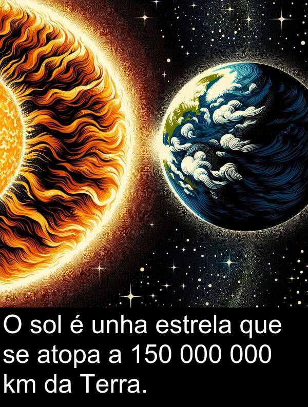 sol: O sol é unha estrela que se atopa a 150 000 000 km da Terra.