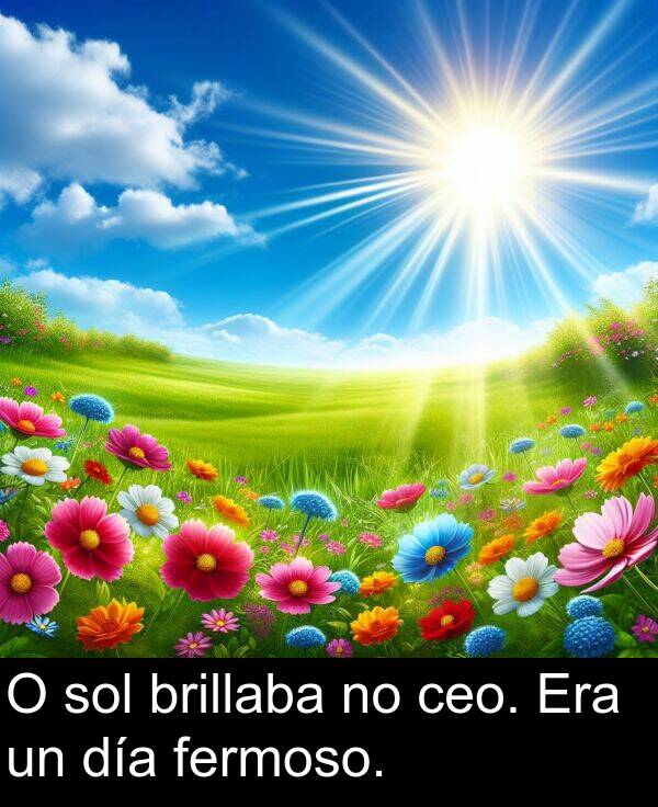 día: O sol brillaba no ceo. Era un día fermoso.