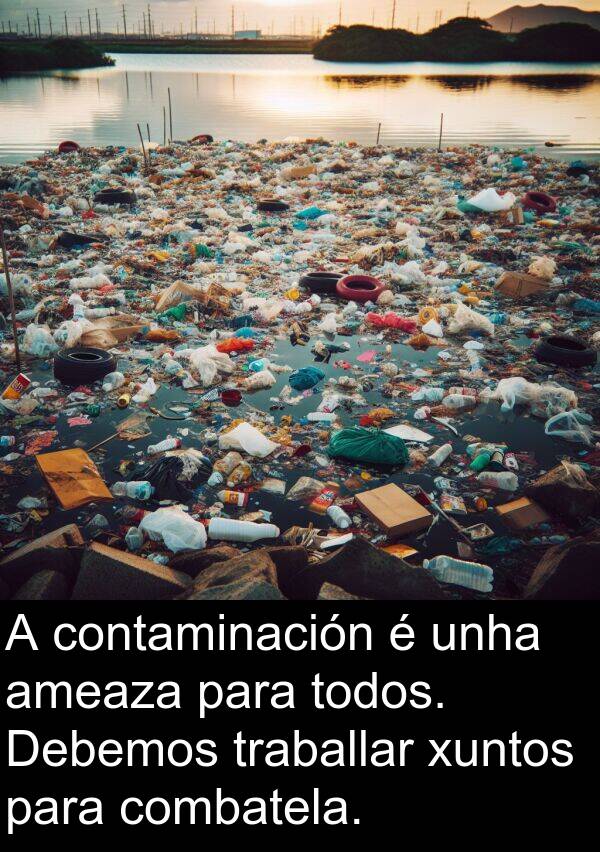 contaminación: A contaminación é unha ameaza para todos. Debemos traballar xuntos para combatela.