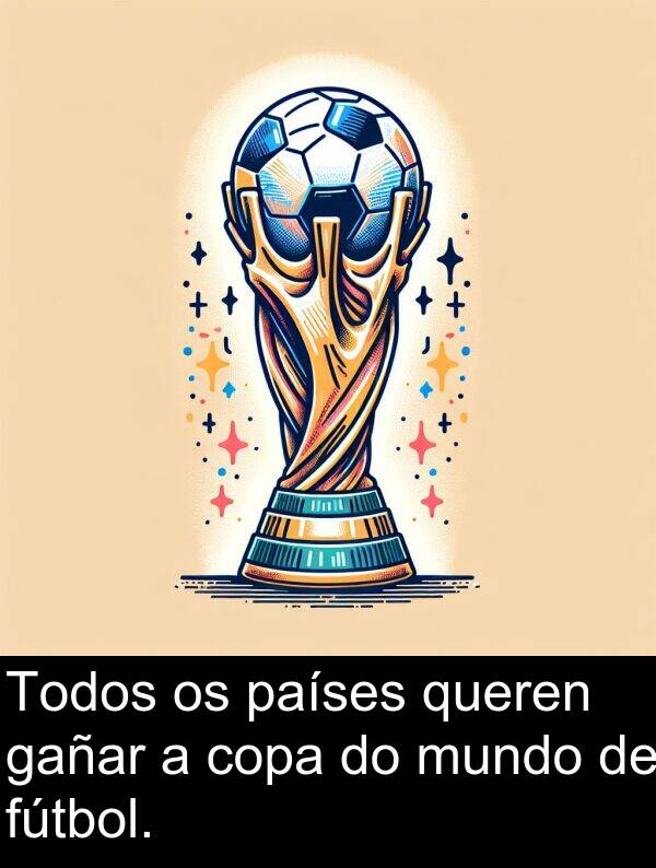fútbol: Todos os países queren gañar a copa do mundo de fútbol.
