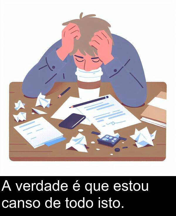 estou: A verdade é que estou canso de todo isto.