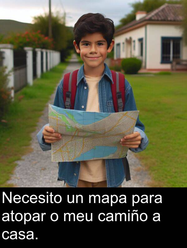 mapa: Necesito un mapa para atopar o meu camiño a casa.