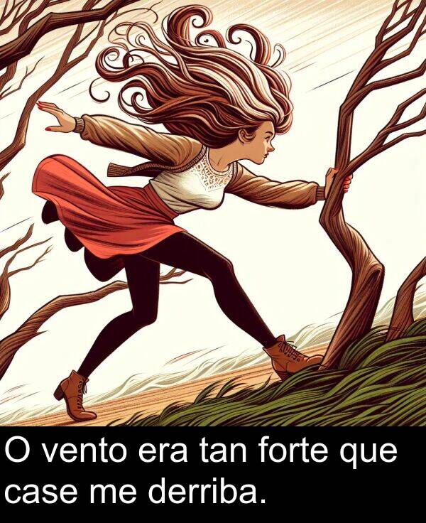 forte: O vento era tan forte que case me derriba.