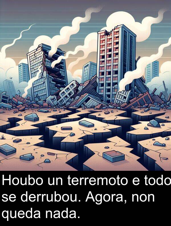 terremoto: Houbo un terremoto e todo se derrubou. Agora, non queda nada.