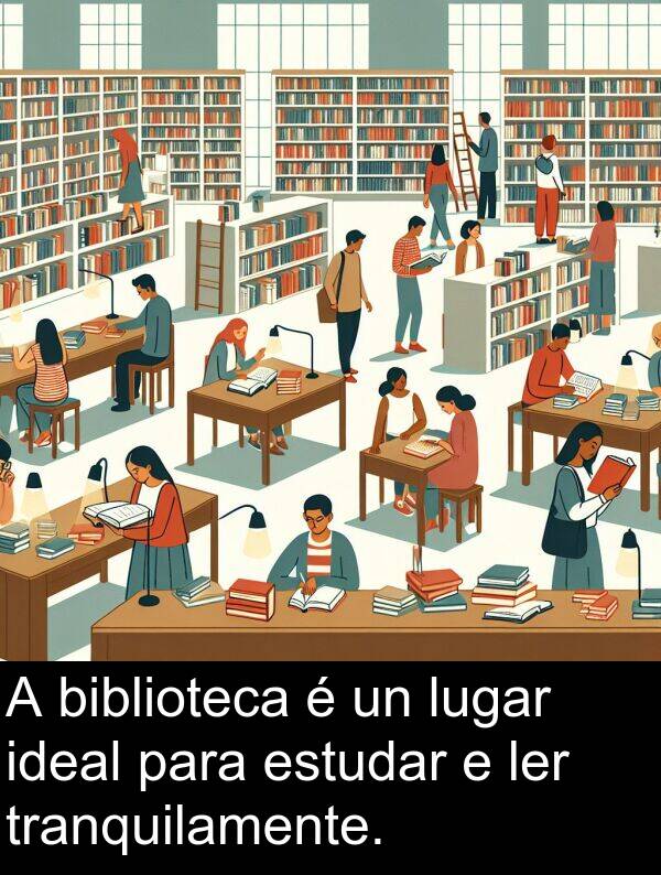 estudar: A biblioteca é un lugar ideal para estudar e ler tranquilamente.