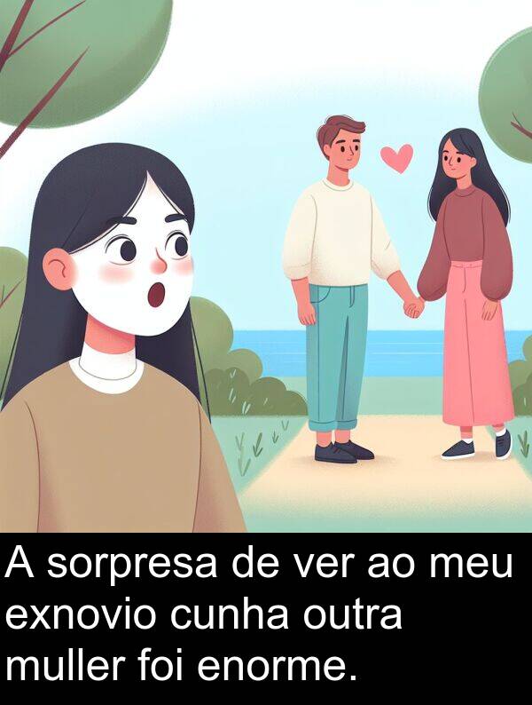 sorpresa: A sorpresa de ver ao meu exnovio cunha outra muller foi enorme.