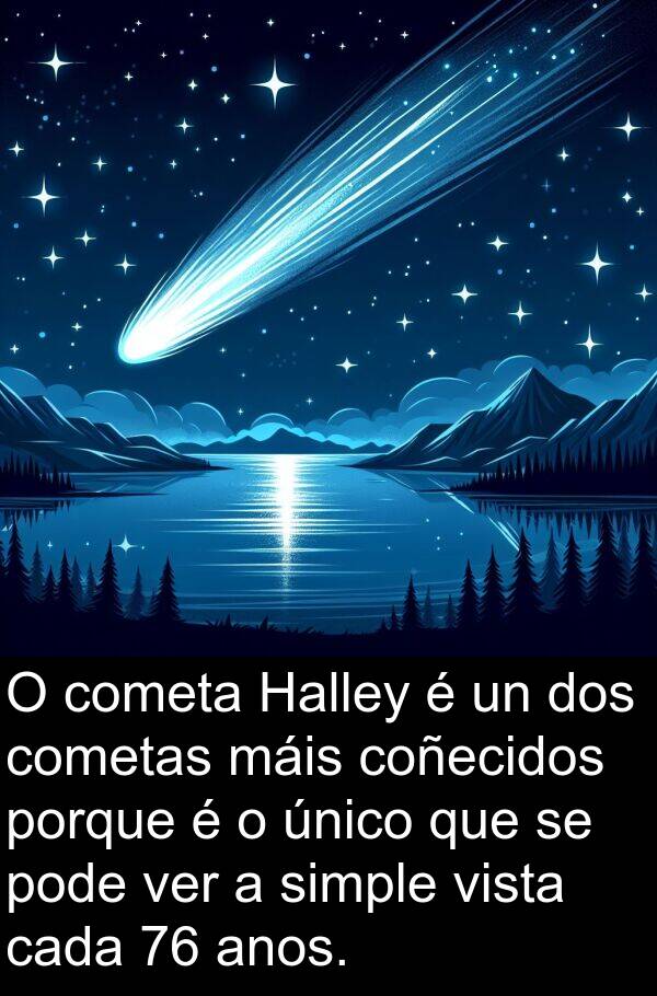 cometas: O cometa Halley é un dos cometas máis coñecidos porque é o único que se pode ver a simple vista cada 76 anos.