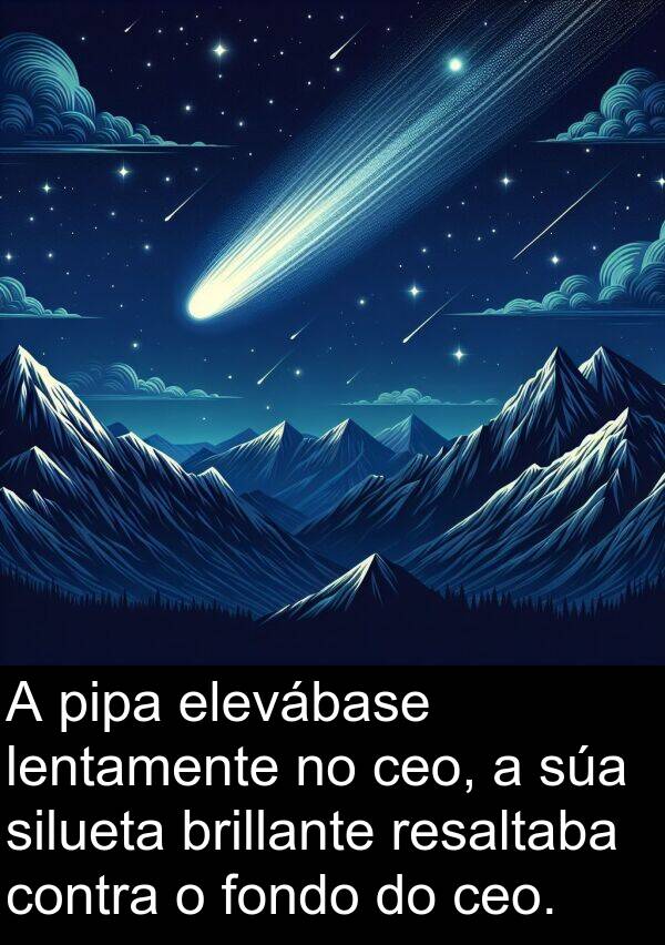 resaltaba: A pipa elevábase lentamente no ceo, a súa silueta brillante resaltaba contra o fondo do ceo.