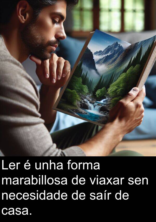 forma: Ler é unha forma marabillosa de viaxar sen necesidade de saír de casa.