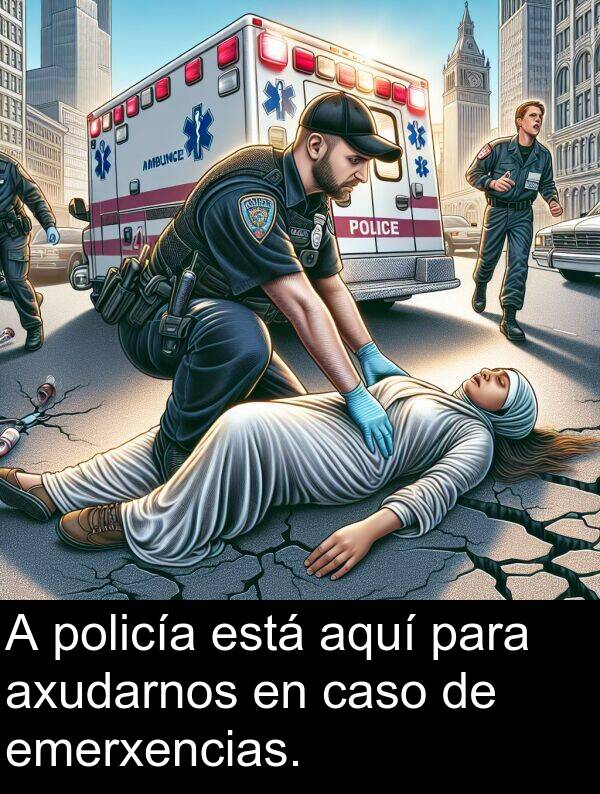 policía: A policía está aquí para axudarnos en caso de emerxencias.