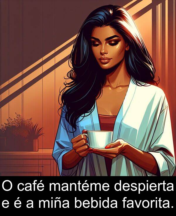 bebida: O café mantéme despierta e é a miña bebida favorita.