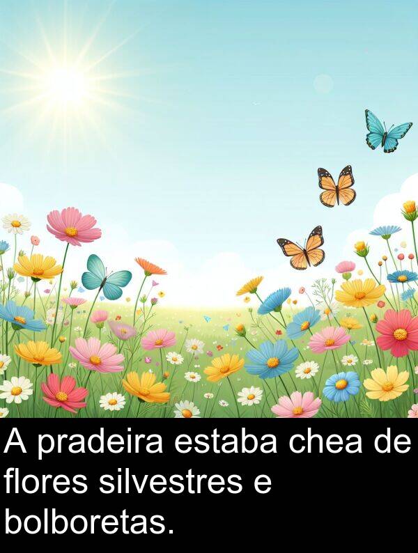 bolboretas: A pradeira estaba chea de flores silvestres e bolboretas.