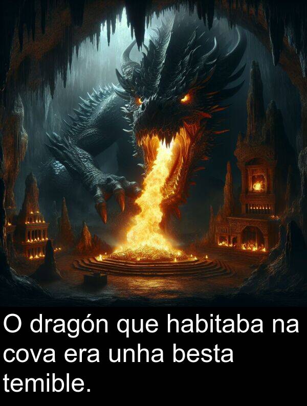 era: O dragón que habitaba na cova era unha besta temible.