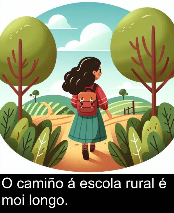 escola: O camiño á escola rural é moi longo.