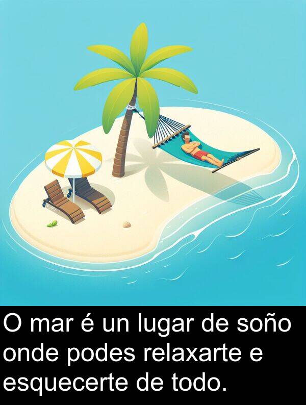 relaxarte: O mar é un lugar de soño onde podes relaxarte e esquecerte de todo.