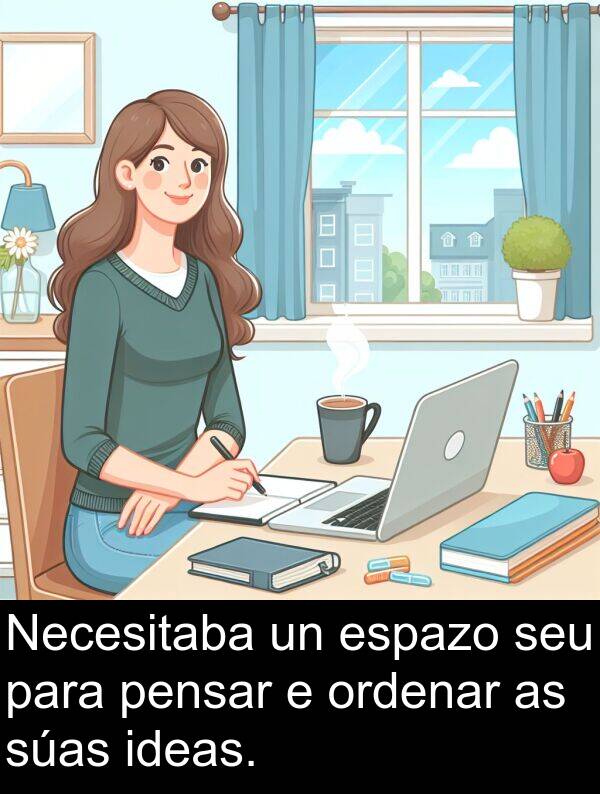pensar: Necesitaba un espazo seu para pensar e ordenar as súas ideas.