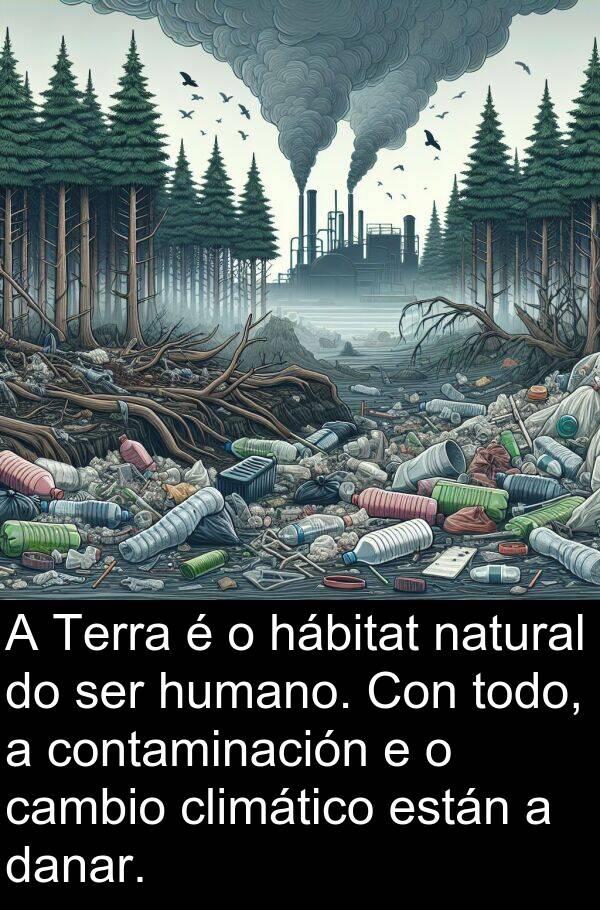 contaminación: A Terra é o hábitat natural do ser humano. Con todo, a contaminación e o cambio climático están a danar.
