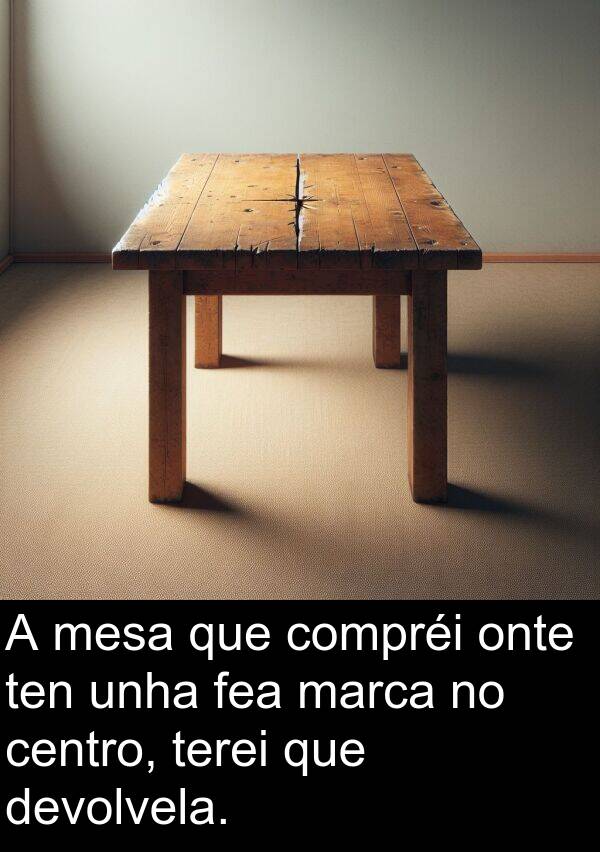 terei: A mesa que compréi onte ten unha fea marca no centro, terei que devolvela.