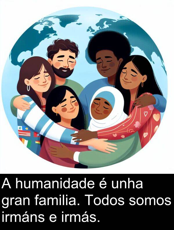 gran: A humanidade é unha gran familia. Todos somos irmáns e irmás.
