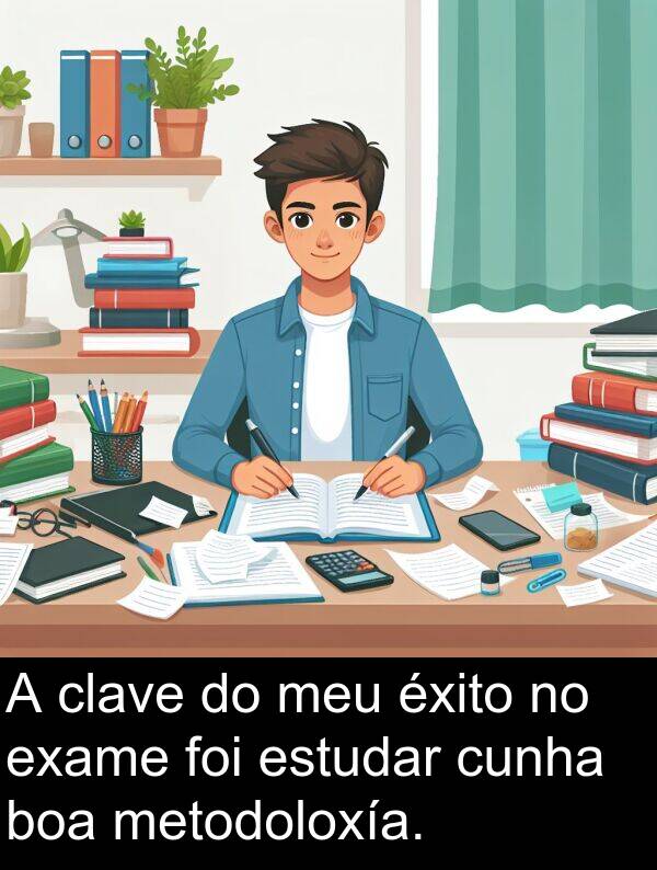 estudar: A clave do meu éxito no exame foi estudar cunha boa metodoloxía.