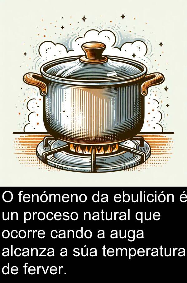ebulición: O fenómeno da ebulición é un proceso natural que ocorre cando a auga alcanza a súa temperatura de ferver.