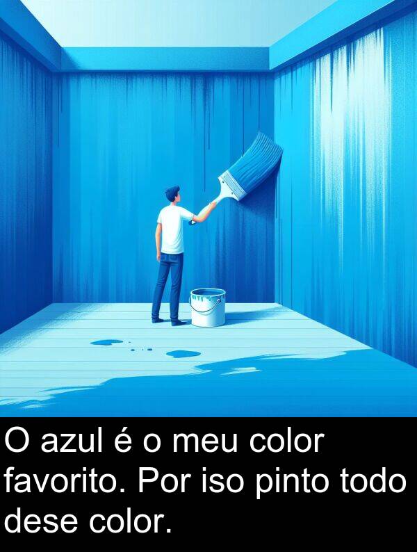pinto: O azul é o meu color favorito. Por iso pinto todo dese color.