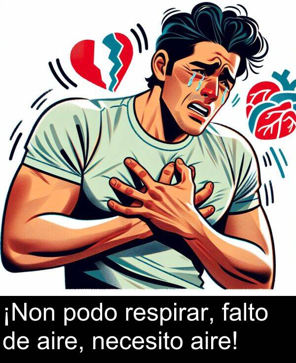 aire: ¡Non podo respirar, falto de aire, necesito aire!