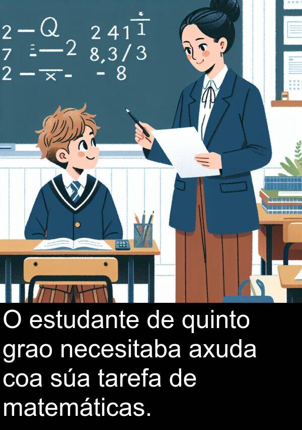 matemáticas: O estudante de quinto grao necesitaba axuda coa súa tarefa de matemáticas.