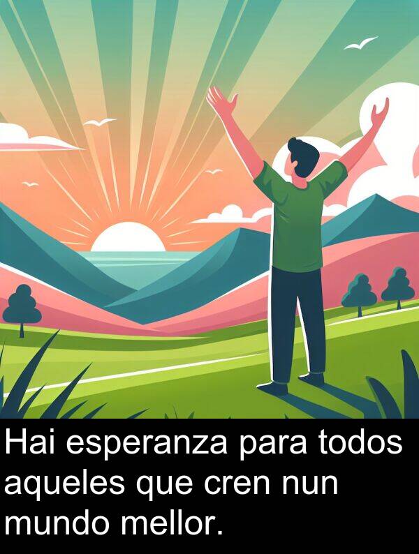 esperanza: Hai esperanza para todos aqueles que cren nun mundo mellor.