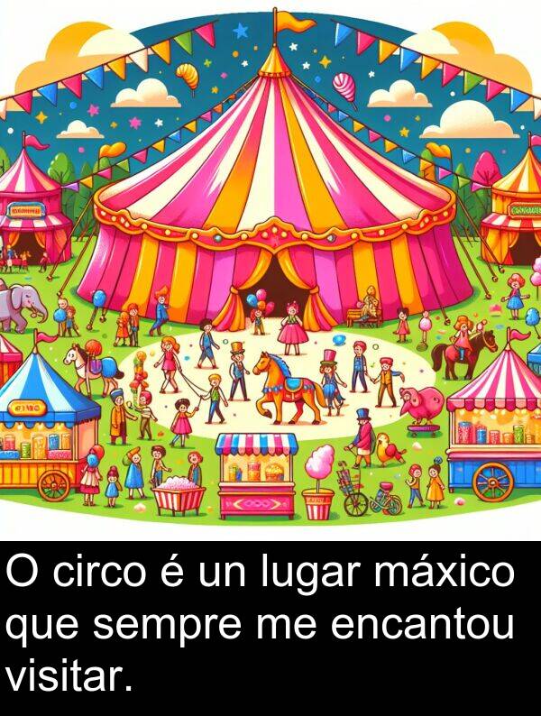 encantou: O circo é un lugar máxico que sempre me encantou visitar.