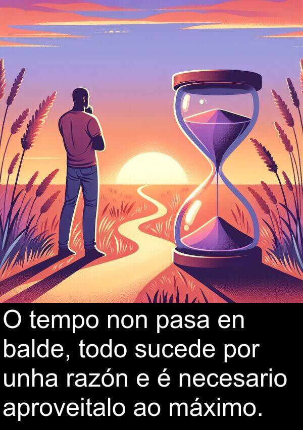 razón: O tempo non pasa en balde, todo sucede por unha razón e é necesario aproveitalo ao máximo.