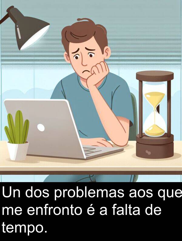 tempo: Un dos problemas aos que me enfronto é a falta de tempo.