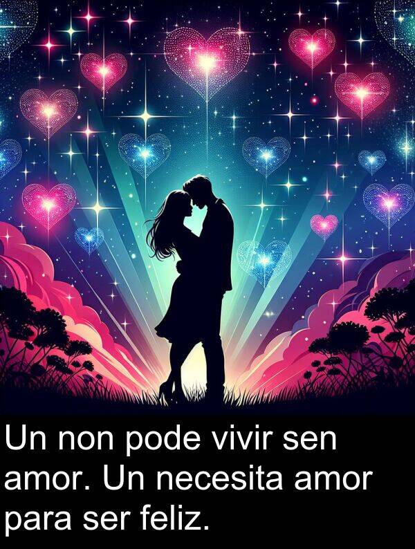 ser: Un non pode vivir sen amor. Un necesita amor para ser feliz.