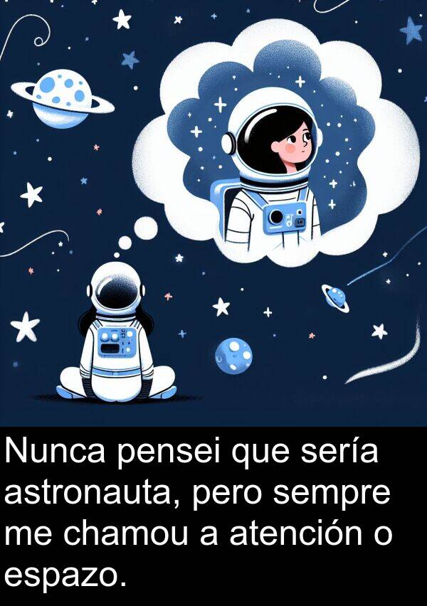 sería: Nunca pensei que sería astronauta, pero sempre me chamou a atención o espazo.