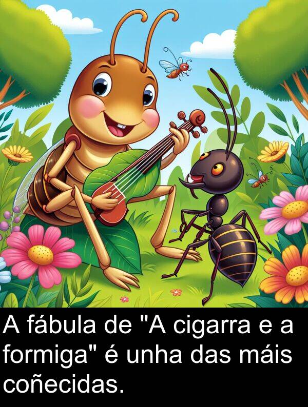 formiga: A fábula de "A cigarra e a formiga" é unha das máis coñecidas.