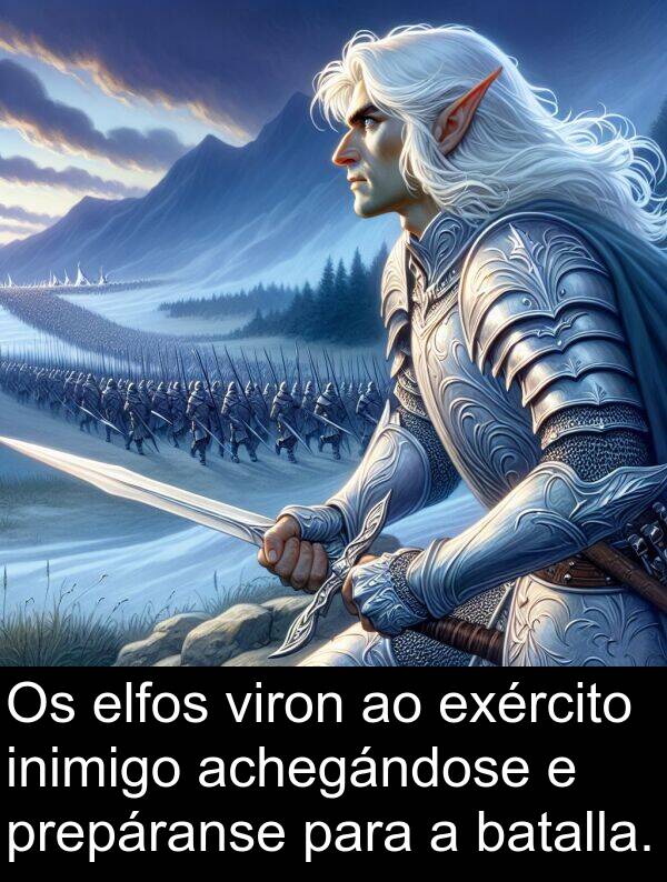 elfos: Os elfos viron ao exército inimigo achegándose e prepáranse para a batalla.