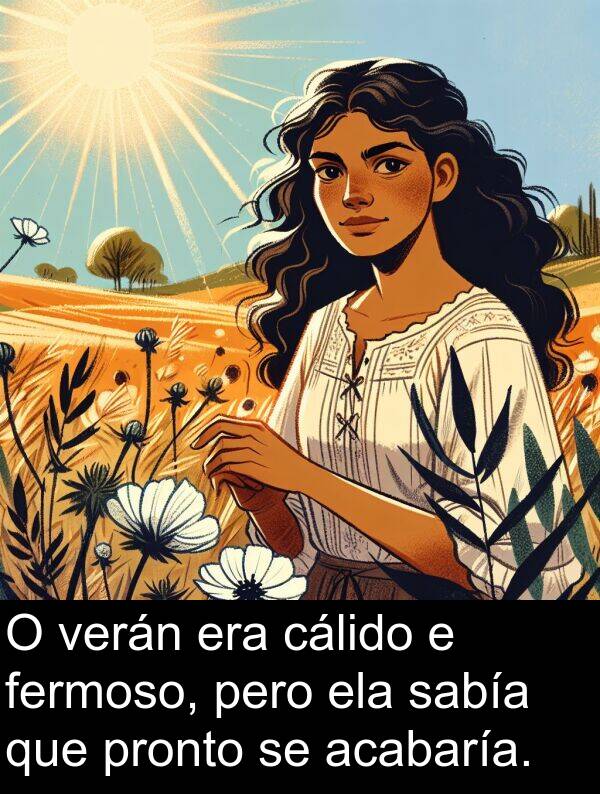 ela: O verán era cálido e fermoso, pero ela sabía que pronto se acabaría.