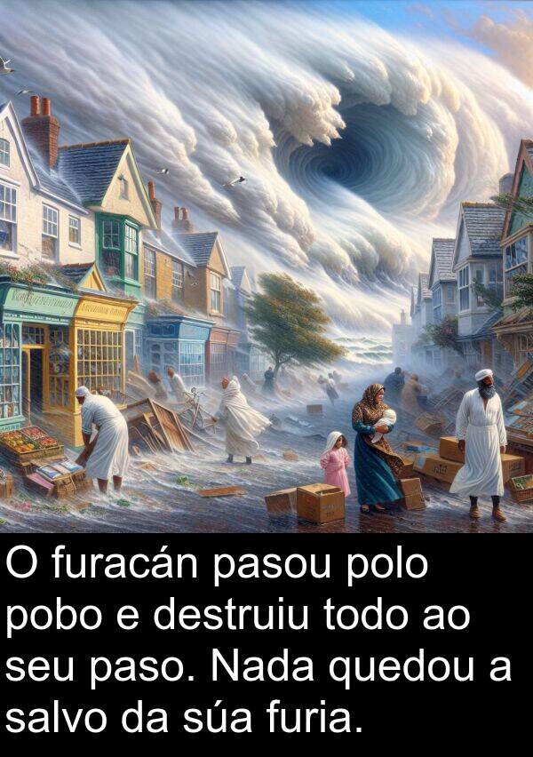 destruiu: O furacán pasou polo pobo e destruiu todo ao seu paso. Nada quedou a salvo da súa furia.