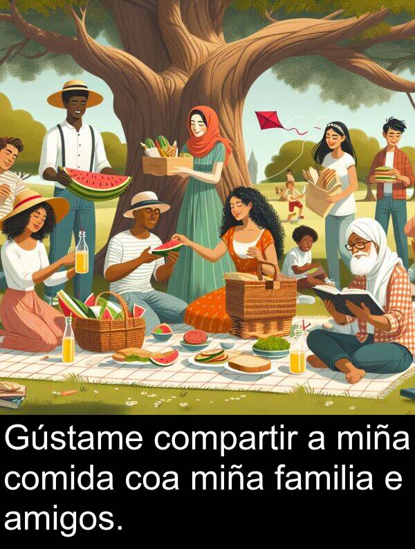 amigos: Gústame compartir a miña comida coa miña familia e amigos.