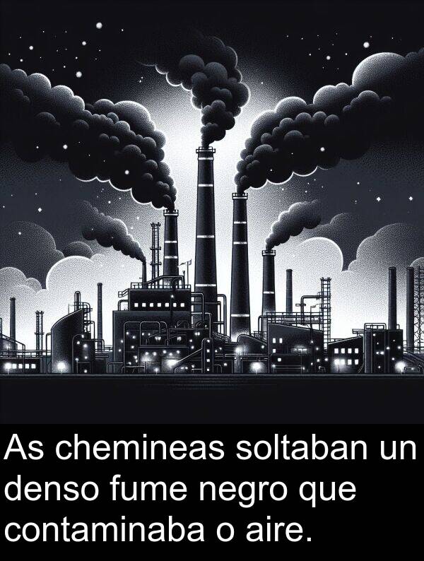 aire: As chemineas soltaban un denso fume negro que contaminaba o aire.