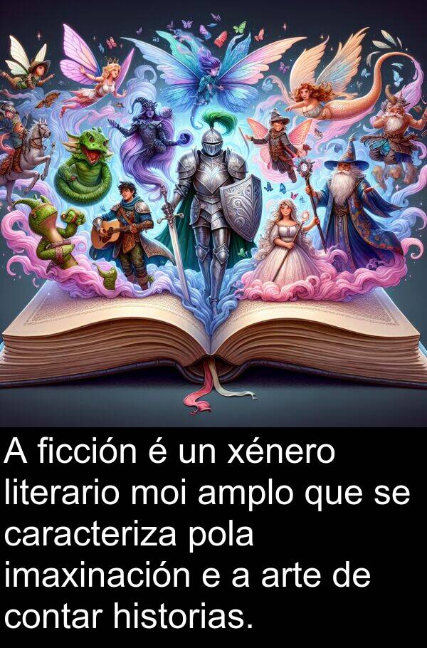 contar: A ficción é un xénero literario moi amplo que se caracteriza pola imaxinación e a arte de contar historias.
