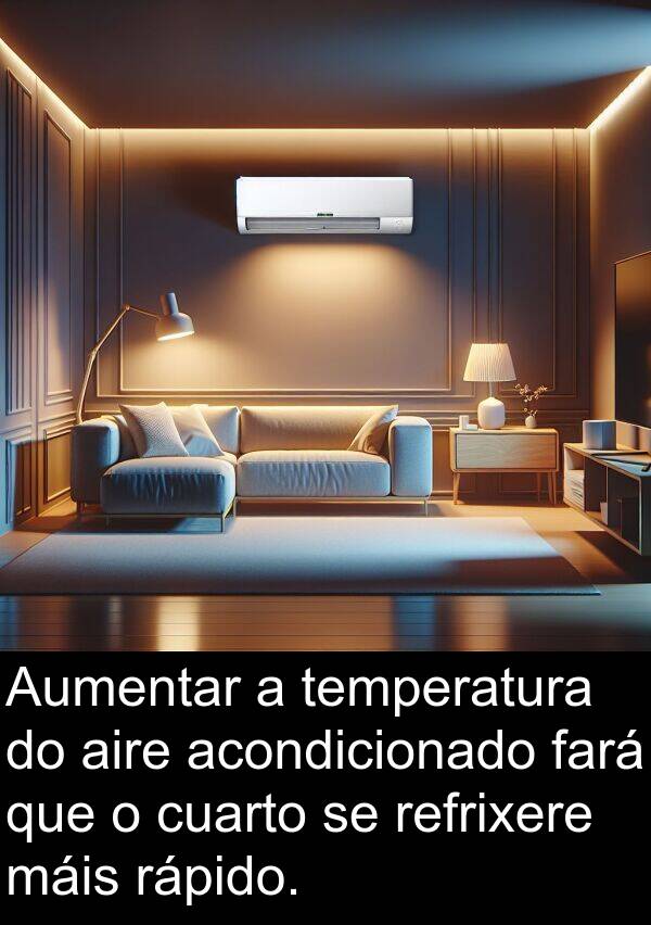refrixere: Aumentar a temperatura do aire acondicionado fará que o cuarto se refrixere máis rápido.