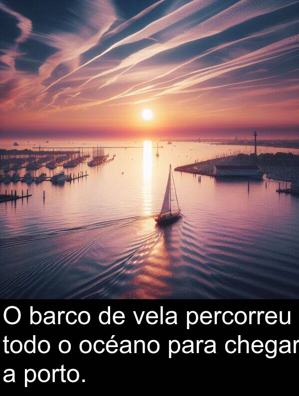 porto: O barco de vela percorreu todo o océano para chegar a porto.
