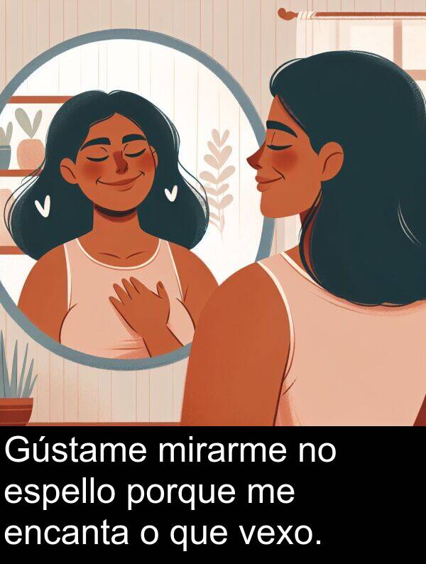 porque: Gústame mirarme no espello porque me encanta o que vexo.