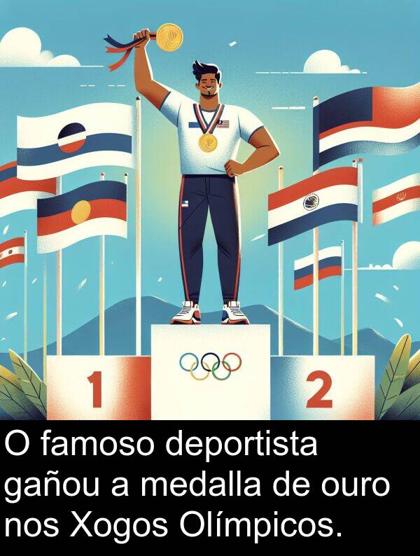 medalla: O famoso deportista gañou a medalla de ouro nos Xogos Olímpicos.