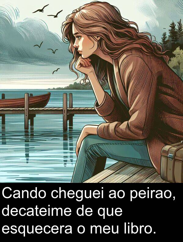 esquecera: Cando cheguei ao peirao, decateime de que esquecera o meu libro.