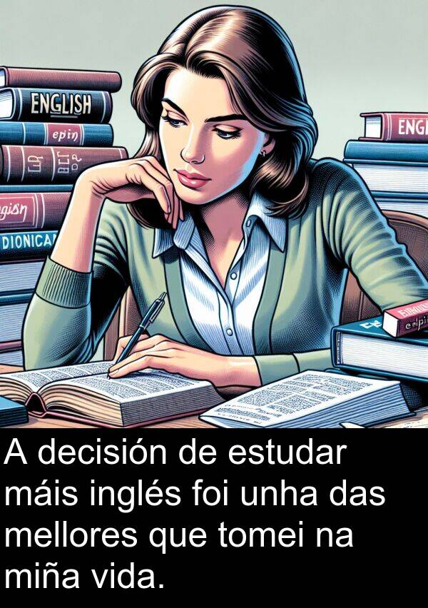 estudar: A decisión de estudar máis inglés foi unha das mellores que tomei na miña vida.