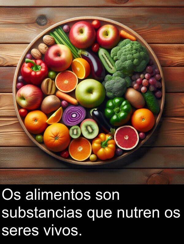 seres: Os alimentos son substancias que nutren os seres vivos.