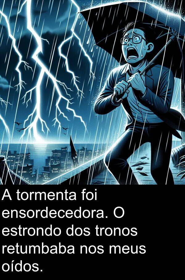 retumbaba: A tormenta foi ensordecedora. O estrondo dos tronos retumbaba nos meus oídos.